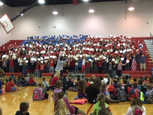 3rd, 4th, and 5th Graders Performing Living Flag